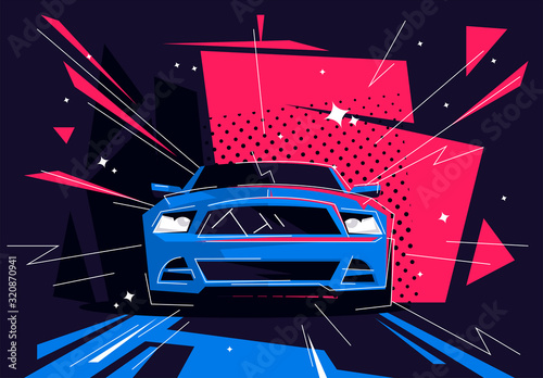 Vector illustration of a sports car, front view