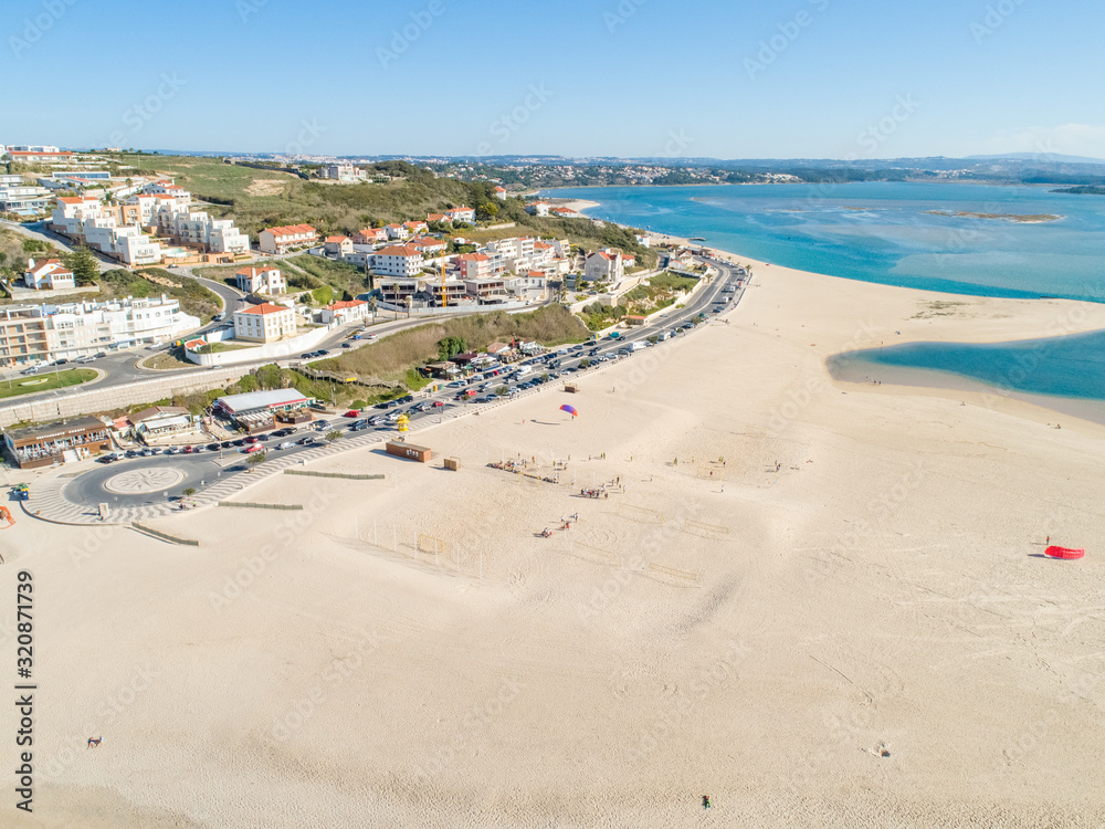 Aerial view of Praia da Foz do Arelho, Portugal Aerial view of Praia da Foz do Arelho, Portugal