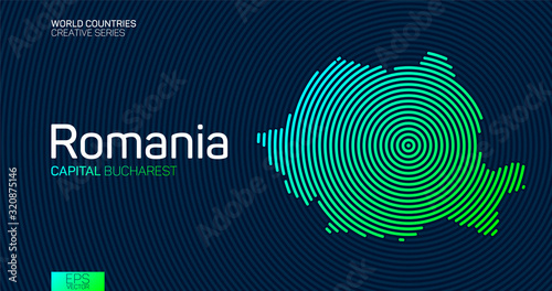 Abstract map of Romania with circle lines