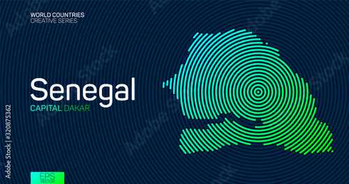 Abstract map of Senegal with circle lines