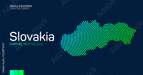 Abstract map of Slovakia with circle lines photo