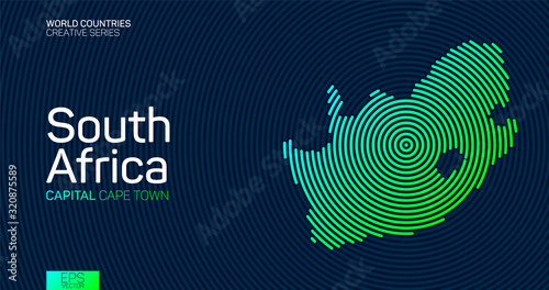 Abstract map of South Africa with circle lines