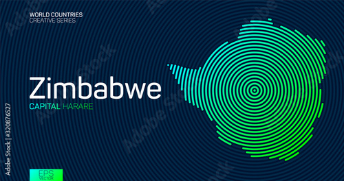Fotografía Abstract map of Zimbabwe with circle lines