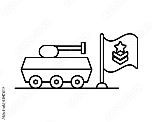 tank military force with flag