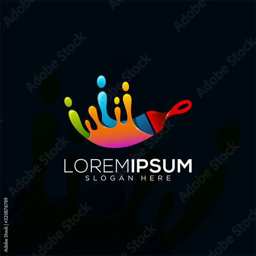 painting rainbow vector logo design