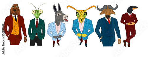 Characters of various animals in business suits