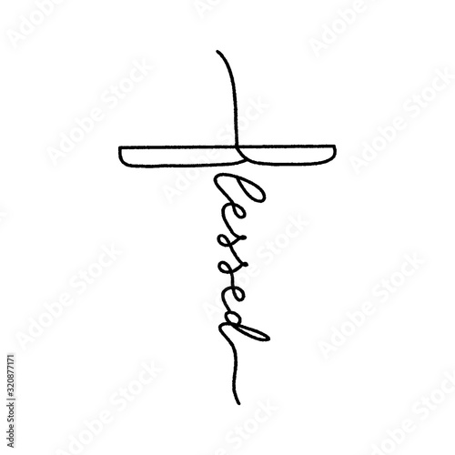 Blessed graphic lettering. Typographic for card, poster, postcard, sticker, tee shirt. Inspirational quote blessed Vector illustration.
