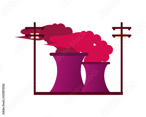 factory with polluting chimneys scene
