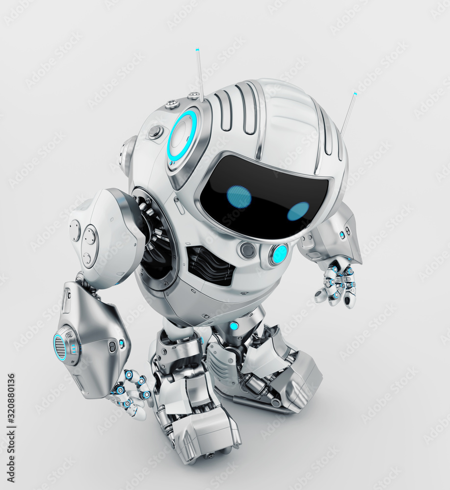Smart silver robotic controlled bot, 3d rendering Smart silver robotic controlled bot, 3d rendering