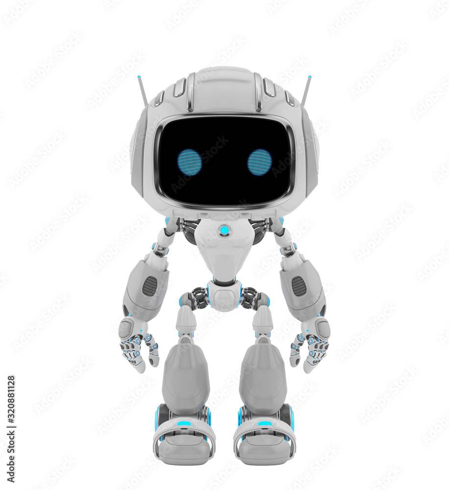 Robotic creature with antennas, 3d illustration in front Robotic creature with antennas, 3d illustration in front