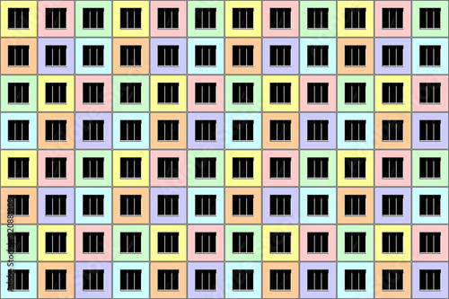 Seamless architectural pattern. Facade of modern apartment house.