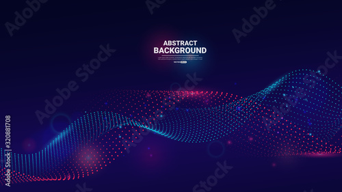 Abstract background with flowing particles. Dynamic waves. vector illustration.
