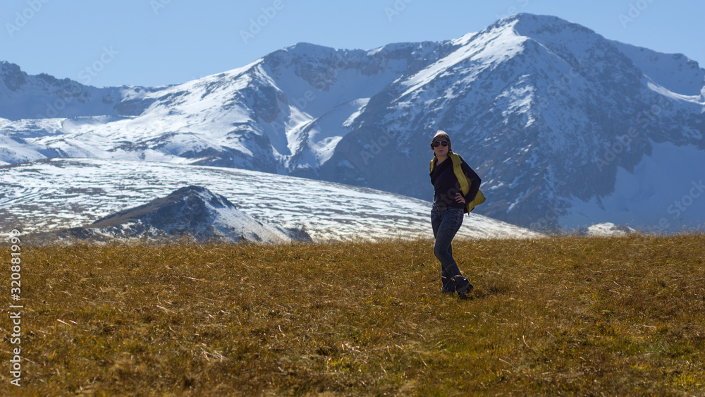 hiker on top of mountain