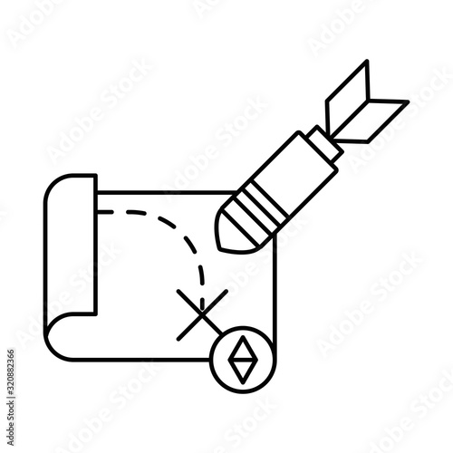 rocket military force with paper map