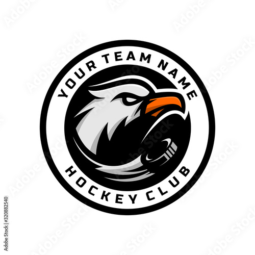 Eagle head logo for the hockey team logo. vector illustration. with a combination of circle badges.