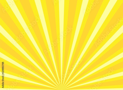 Sunlight rays horizontal background. Yellow color burst horizontal background.