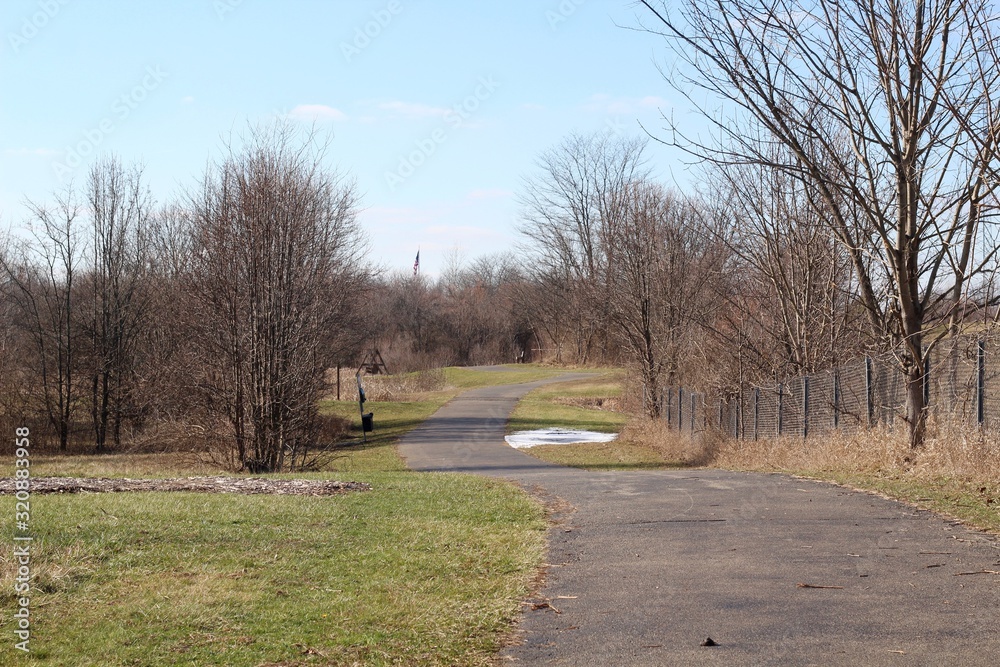 The long winding walk in the park on a sunny day. The long winding walk in the park on a sunny day.