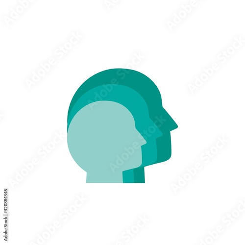 Blue man's head with transactional analysis vector pictogram. Intellect interface.
