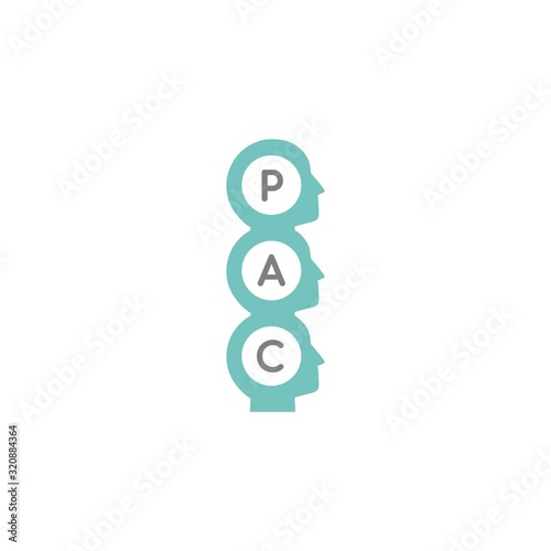 Blue man's head with transactional analysis vector pictogram. Intellect interface.