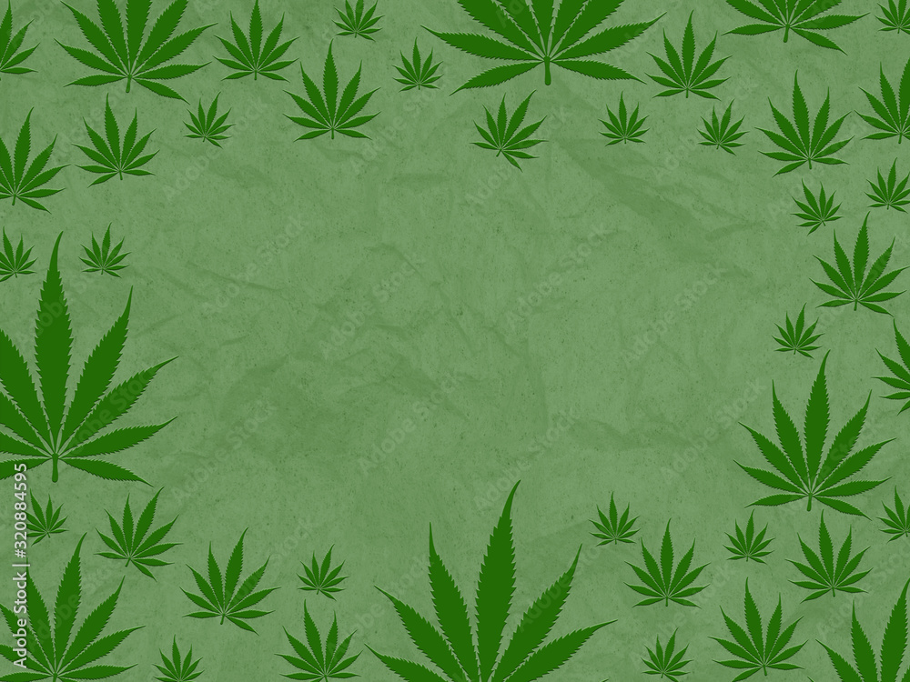 Marijuana leaf border with green background
