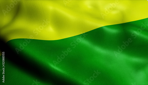 3D Waving Colombia City Flag of Roldanillo Closeup View photo