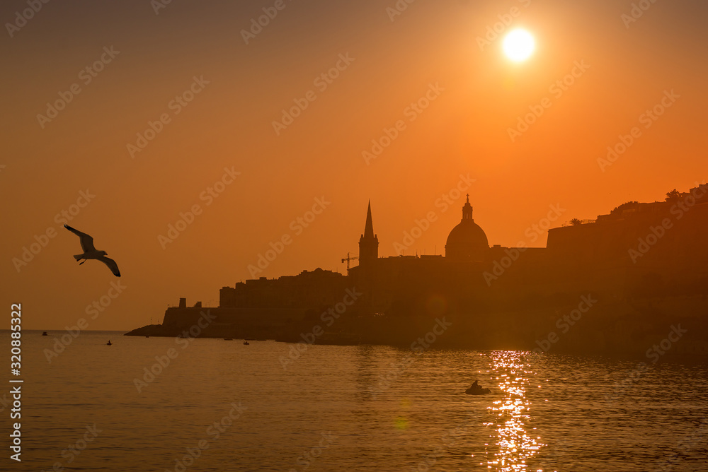 Sunrise view over Valletta, Malta