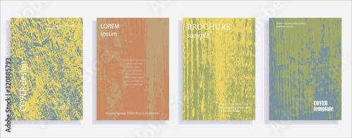 Minimalistic cover design templates. Set of layouts for covers of books, albums, notebooks, reports, magazines. Vintage texture gradient effect, flat modern abstract design. Grunge mock-up texture