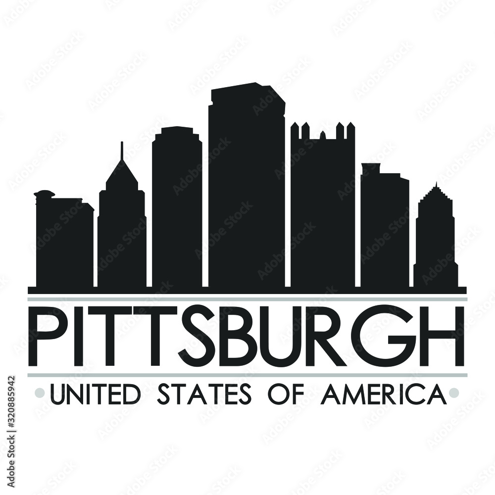 Pittsburgh Skyline Silhouette Design City Vector Art Travel Cut File.