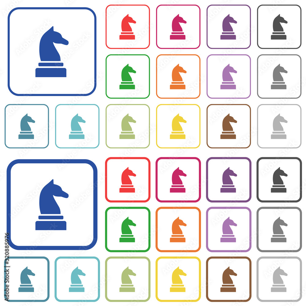 Black chess knight outlined flat color icons Black chess knight outlined flat color icons