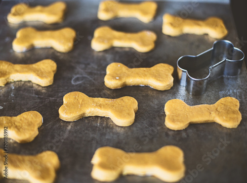 closeup of dog bone shaped cookies