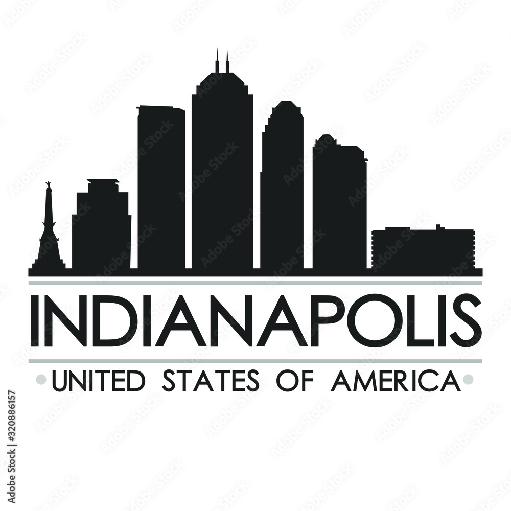 Indianapolis Indiana Skyline Silhouette Design City Vector Art Travel Cut File.