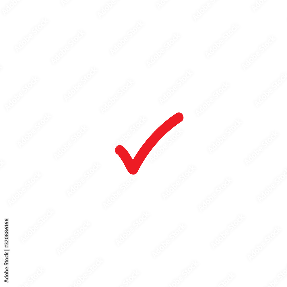 Valid Seal hand drawn icon. Red calligraphic tick. Flat OK sticker icon. Isolated on white. Valid Seal hand drawn icon. Red calligraphic tick. Flat OK sticker icon. Isolated on white.