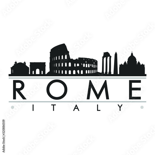 Rome Italy Skyline Silhouette Design City Vector Art Cut File Travel.
