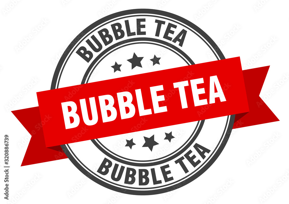 Fototapeta premium bubble tea label. bubble tearound band sign. bubble tea stamp