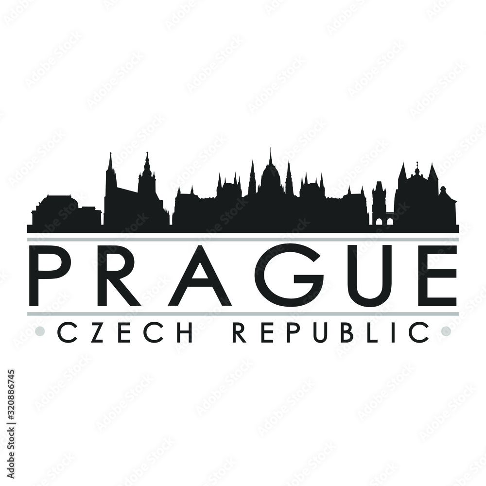 Prague Czech Republic Skyline Silhouette Design City Vector Art.