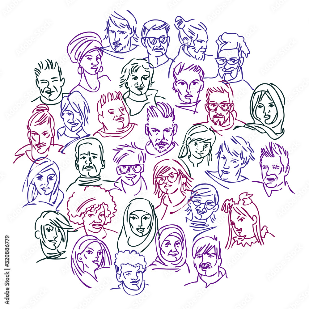 MULTICULTURAL TEAM. Modern multicultural society concept with people ...