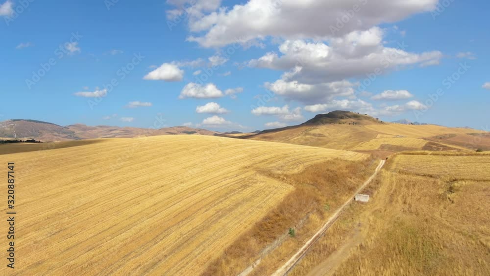 Corn fields of Montreal in Palermo, Sicily. Drone flyover view of La Conca D'oro. Corn fields of Montreal in Palermo, Sicily. Drone flyover view of La Conca D'oro.