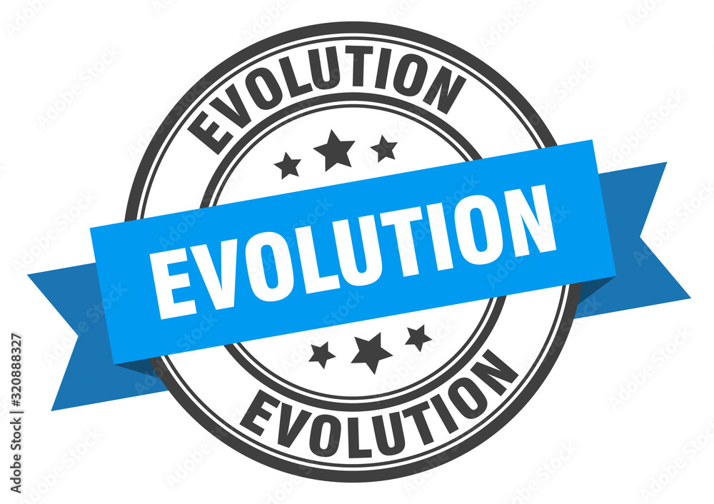 evolution label. evolutionround band sign. evolution stamp