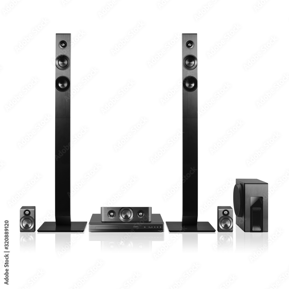 gallon Kan worden berekend Emuleren Home Theater Receiver and Speaker System Isolated. Side View 3D Home Cinema  Entertainment System. Data Surround Speakers. Acoustic Audio Stereo Sound  5.1 Channel Output. Household Electrical Equipment Stock Photo | Adobe Stock