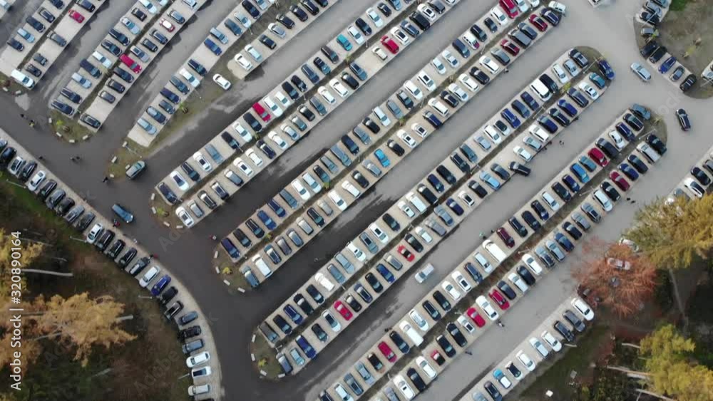 Drone flight over parking spot Drone flight over parking spot