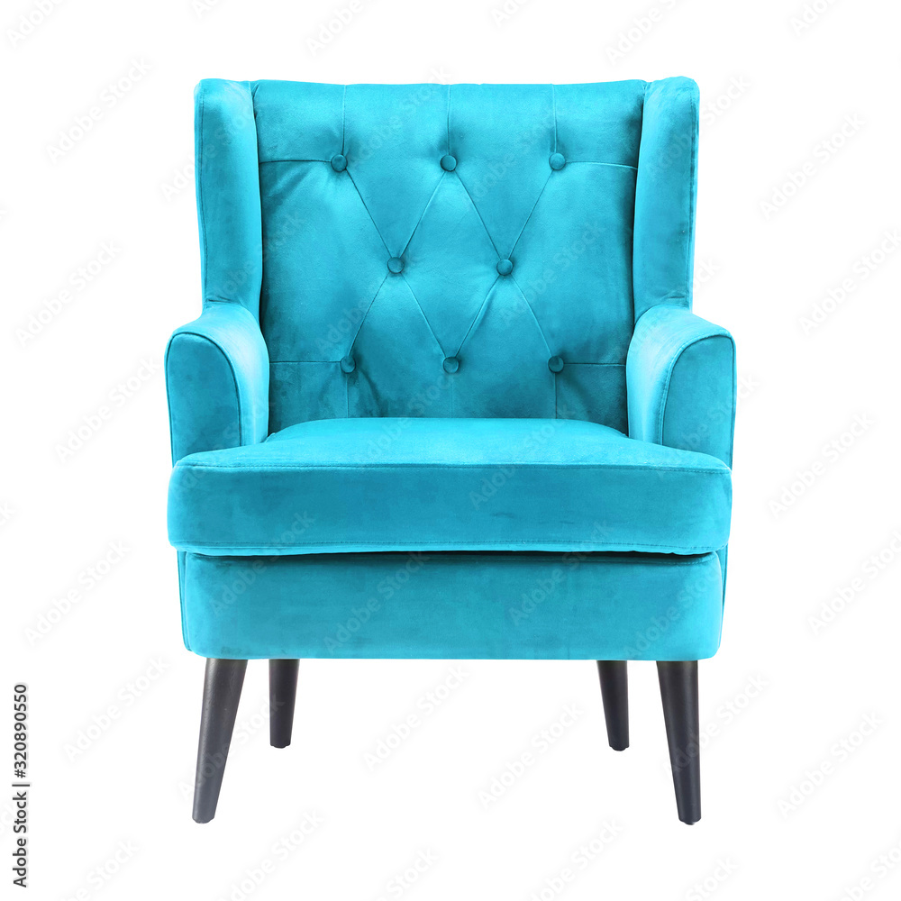 Upholstered Wingback Accent Chair Isolated on White Background. Front