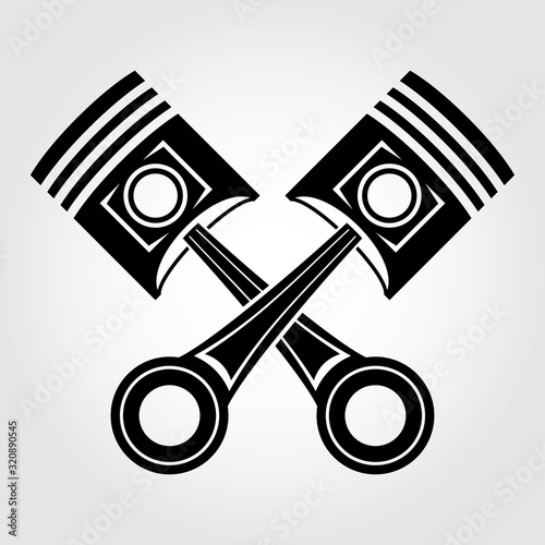 Crossed Engine pistons isolated on white background. Vector illustration.