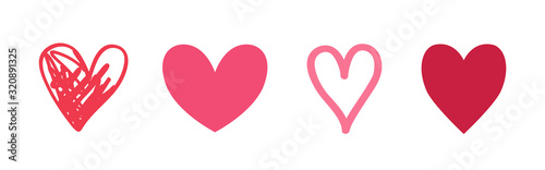 Pink and red hearts on white. Abstract tangled heart. Love symbol. Valentine's day