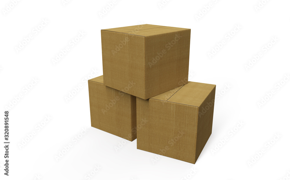 cardboard boxes isolated on white background