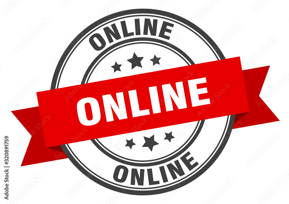 Fototapeta premium online label. onlineround band sign. online stamp