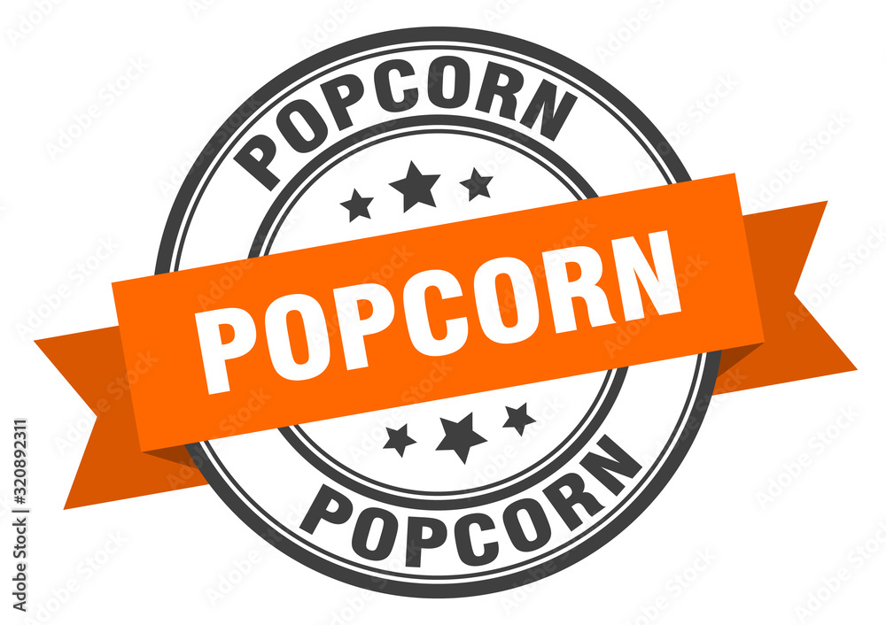 Fototapeta premium popcorn label. popcornround band sign. popcorn stamp