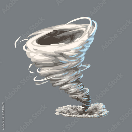 cartoon colorful tornado on grey