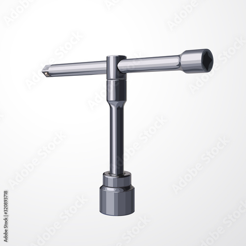 steel socket wrench on white