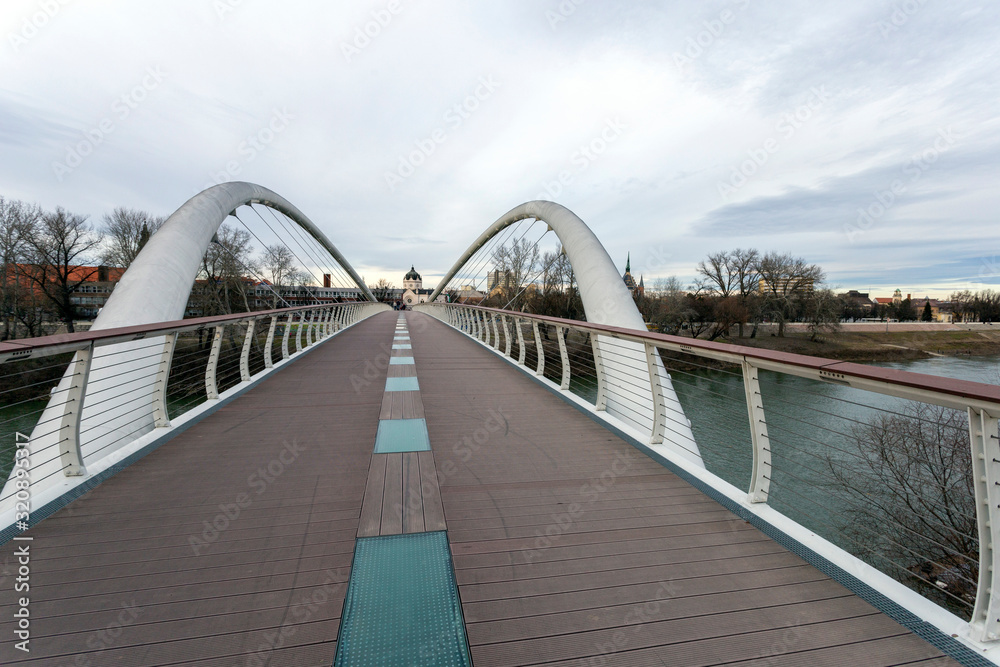 Tiszavirag Bridge in Szolnok, Hungary