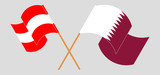 Crossed and waving flags of Austria and Qatar